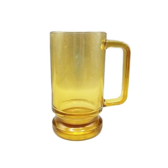 Mid Century Amber Glass Beer Stein, Set of 4 - Picture 2 of 9